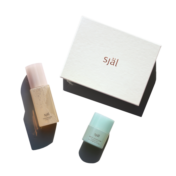 St. Bart's collection box featuring mineral kalla energy tonic and saphir concentrate anti-aging oil